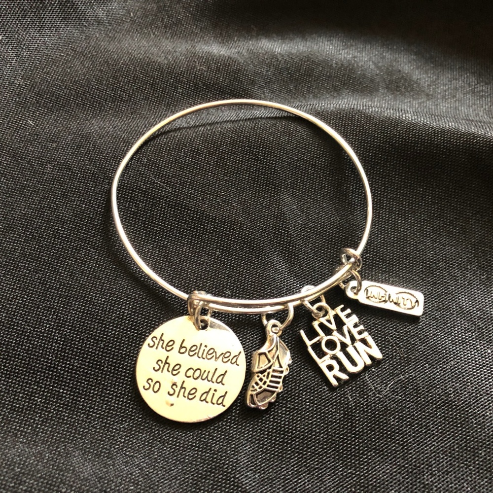 Silver Running Bangle Bracelet - Picture 2 of 4